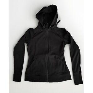 ATHLETA‎ Triumph Hoodie Sweatshirt Full Zip Jacket Black Women's S Front Pockets